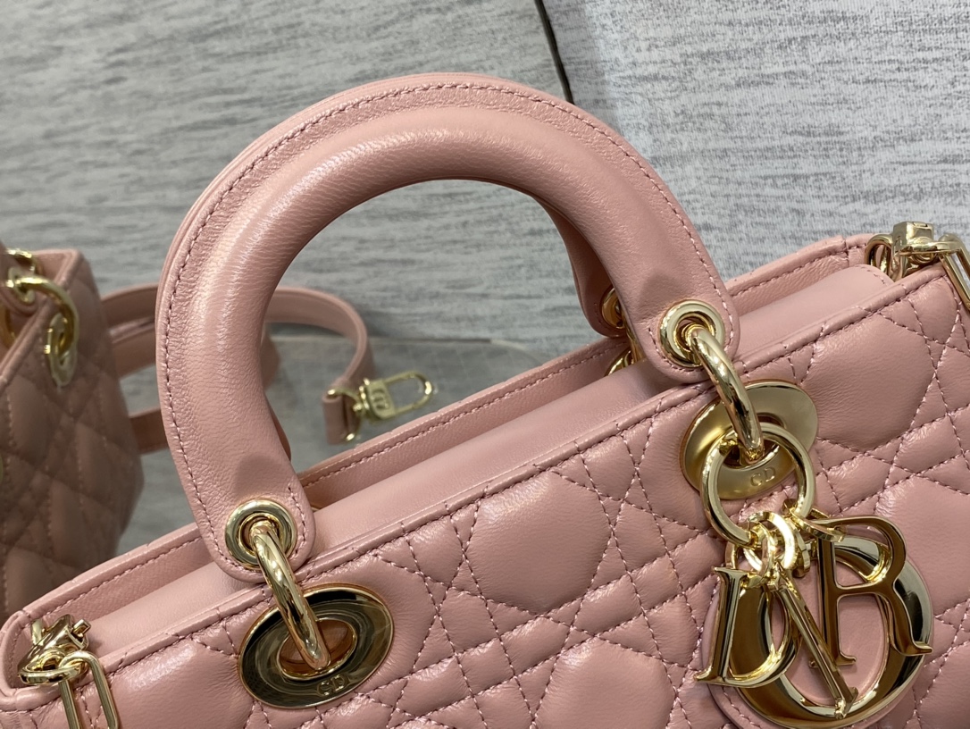 Small Lady D-Joy Bag Pink Cannage Lambskin